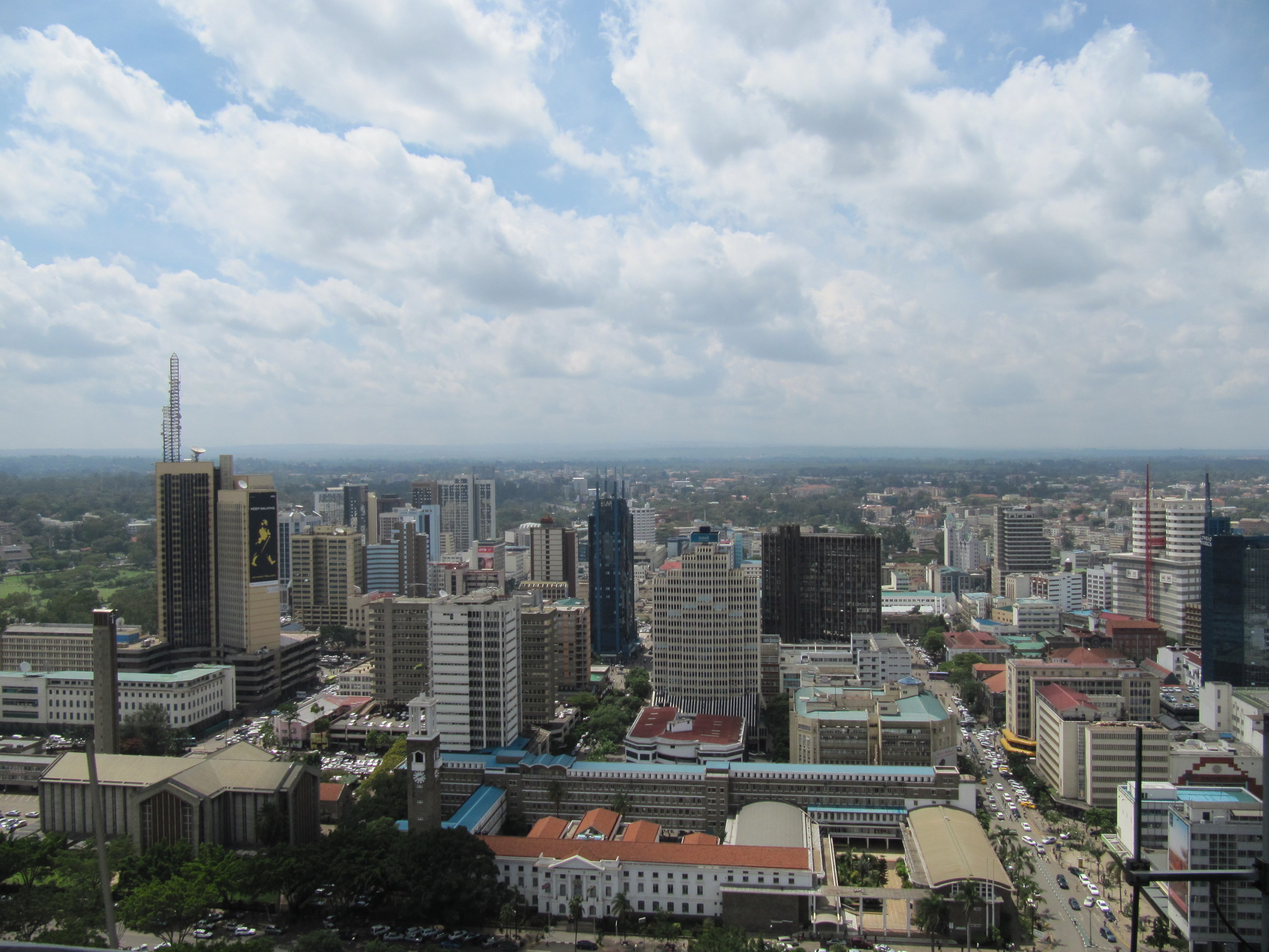 Aerial view of Nairobi's central business district